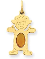 14k Yellow Gold Girl 7x5 Oval Genuine Citrine-Nov. Metal Wt- 0.87g