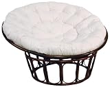 Hansen Rattan 1292/120 Papasansessel dunkelbraun gebeizt / mit Polster natur / &oslash; 120 H 86 SH 44 cm