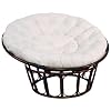 Hansen Rattan 1292/120 Papasansessel dunkelbraun gebeizt / mit Polster natur / ø 120 H 86 SH 44 cm