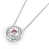 Search : 14K White Gold Diamond and Pink Sapphire Petite Pendant
