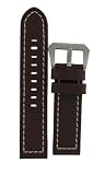 Panerai Style 24mm Brown Genuine Leather Watch Replacement Strap