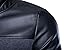Neleus Men's Stand Collar Leather Sleeves Slim Fit Button Jacket