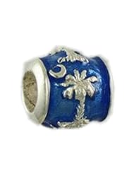 Silver Reller Enamel South Carolina Crescent Palmetto Bead 13290