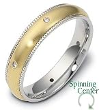 4.5mm Titanium & 14 Karat Yellow Gold SPINNING Diamond Wedding Band Ring