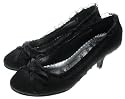 Balmoral Satin Pumps Rüschen Schwarz (P89)