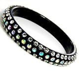 Beautiful Black Swarovski Aurora Borealis & Black Crystal Bangle Bracelet ~ Medium Sized