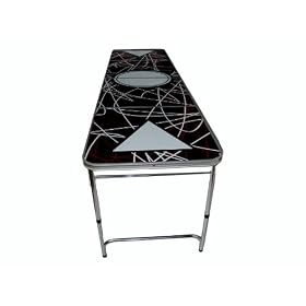 Click here to buy Beer Pong Table 8 FEET Red Swirl with Bottle Opener, Ball Rack, Balls and More!.