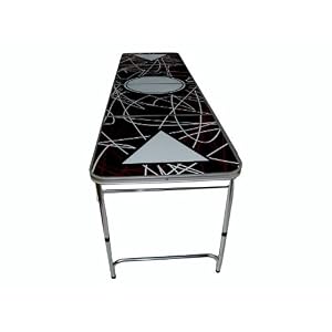 Beer Pong Table 8 FEET Red Swirl with Bottle Opener, Ball Rack, Balls and More! by 