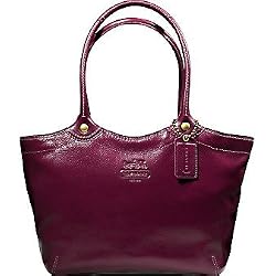 Coach Bleecker Patent Shoulder Bag Purse Tote 12362 Plum