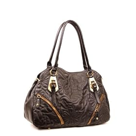 Quilted Floral Design Oversized Satchel/Handbag - Black - Free Shipping