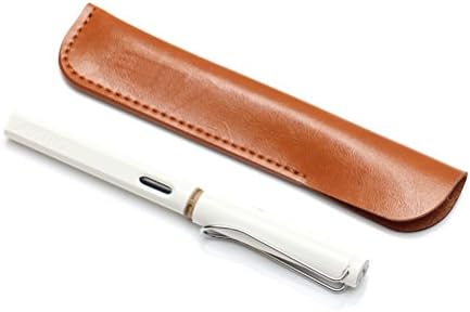Single Pen Case, Eli Martina Leather Multiple Purpose Soft Single Pen Holder Slip Case for Students, Office Lady and Business Man (Brown)