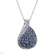 Necklace With 1.00ctw Precious Stones - Genuine Clean Diamonds and Sapphires Made in 14K White Gold Length 18in