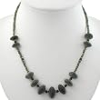EXP Handmade Green Serpentine & Red Agate Necklace With Antiqued Silver Beads - Ovals