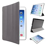 EasyAcc® PU Leder Tasche Smart Cover Case Lederhülle hülle für 2013 iPad Air / Apple iPad 5 Generation Schutzhülle Ledertasche mit Standfunktion Auto Sleep Wake up Funktion (Top Premium PU Leder, Grau,Ultra Thin)