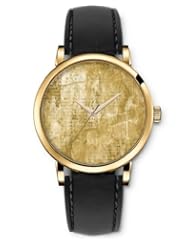SPRAWL Aanalog Fashion Series Gold Ladies Watches of Genuine Black Leather Strap,Unique Wrist Watch for Women Girls Designed with old newspaper