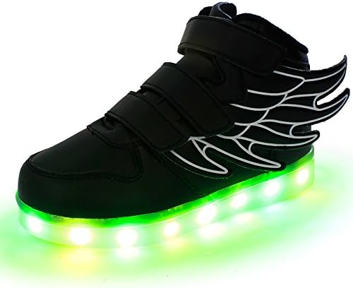 GraceLady Boy Girl Sneakers USB Charging Flashing Shoes kids LED Luminous Shoes,Black,5.5 B(M) US