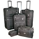 Confidence 5 Piece Suitcase Set / Expandable Luggage with Wheels, Black