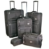 Outdoor Living : Confidence 5 Piece Suitcase Set / Expandable Luggage with Wheels, Black
