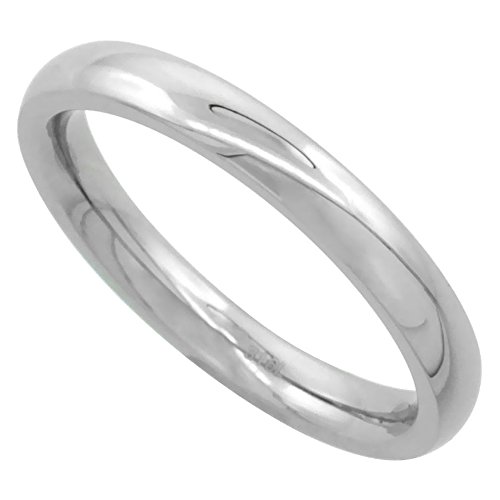 Surgical Steel 3mm Domed Wedding Band Thumb / Toe Ring Comfort-Fit High Polish, sizes 5 - 12