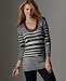 Calvin Klein Jeans Sweater, Mixed Stripe Scoop Neck Tunic Light Grey Hthr S