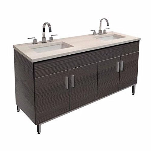 Design Element New York Double Integrated Porcelain Drop In Sink Vanity Set 60 Inch Catherinsdvlovasd