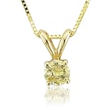 14k Yellow Gold Solitaire Yellow Orange Diamond Pendant Necklace - 0.25 carat