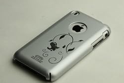 Apple iPhone 1G Soft Polycarbonate Slim fit Case - Silver with Flower Tattoo (Cozip Brand) Made in Korea