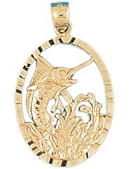 Dazzlers Solid 14k Gold Marlin Trout Fish Charm Pendant Available in three colors from jewelsberry (weights: 3.2 grams only)