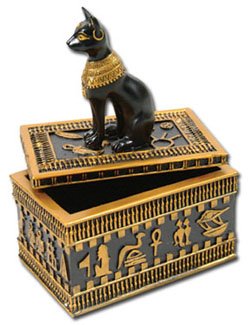 Ancient Egyptian Basket Cat - Trinket or Jewelry Box 