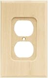 Brainerd 64666 Wood Square Single Duplex Outlet Wall Plate / Switch Plate / Cover, Unfinished