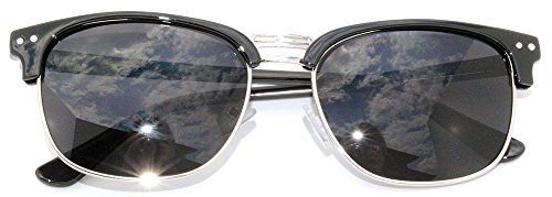 Retro Half Frame Horned Rim Wayfarer Sunglasses Colored Lens for Mens or Womens