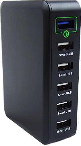 PiperPro 60W 6 Port USB Intelligent Quick Charge 2.0 Charger. Fast Charging for Apple iPhone 6 / 6 Plus, iPad Air 2 / Mini 3, Samsung Galaxy S6 / S6 Edge / Note 4 and more.