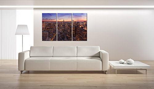Stretched Canvas Print - BIG CITY LIGHTS Large New York Cityscape Wall Art e6108 Size: 52"W x 30"H