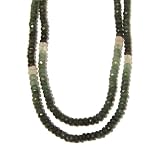 Emerald Necklace 03 Multi-strand Green White Double Faceted 2-layer Gemstone Beaded 17