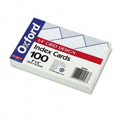 Grid Index Cards, 4 x 6, White, 100 per Pack