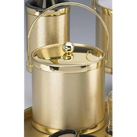 Kraftware 46768 Brushed Silk - Gold 3 Quart Ice Bucket with Bale Handle, Bands and Metal... by Kraftware