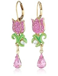 Betsey Johnson "Fairyland" Rose Drop Earrings