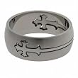 316L stainless steel ring with combination matte and shiny polish and laser cut cross design - Width: 8mm (Sizes 6-14)