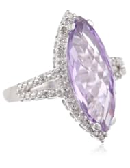 Sterling Silver Briolette Cut Rose De France and Diamond Marquise Ring, Size 7