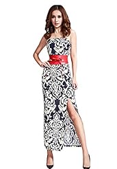 Strapless Floral Print Ankle Length Silk  Belted Illusion Bodycon Dress  With a Bow(s)