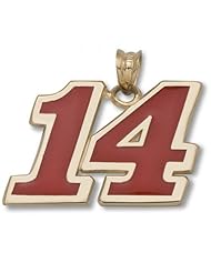 10k Yellow Gold Driver Tony Stewart #14 Enameled Red Nascar Pendant - 5/8"