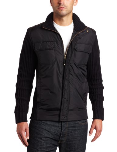 Calvin Klein Jeans Mens 5GG Airforce Full Zip Flight Jacket, Black, X-Large