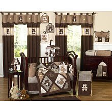 Chocolate Teddy Bear Baby Boys Bedding 9pc Crib Set