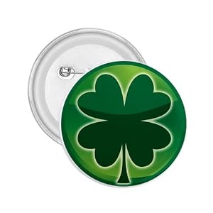 2.25 Inch Button of Green Shamrock (Celtic, Club, Gold, Irish, Ireland, Little, Charm, Cross, Four...