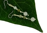 Rose Quartz Bead Earrings with 2 Colorful Radiant Jade Beads Made with White Cord