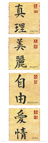 Chinese Writing (Truth, Beauty, Freedom, Love, Door) Art Poster Print - 20
