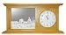 Oak Desk Top Clock With Cowboy and Cattle Etched Mirror - Cowboy and Cattle Decor - Unique Cowboy and Cattle Gift Ideas - Fully Assembled - 21-3/4'' wide x 10-3/4'' tall x 3'' deep