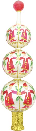 Glass Christmas ornament treetop Dancing Santas