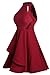 ZKESS Women's Sleeveless Lace Party Club Skater Dress M Size Red