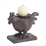 RUSTY ROOSTER CANDLEHOLDER